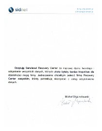 Referencje od firmy Sidnet